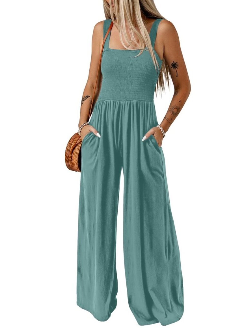 Women's Casual Jumpsuits One Piece Sleeveless Wide Leg Rompers